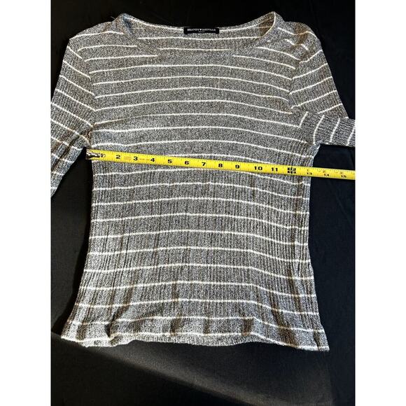 Brandy Melville Gray White Stripe One Size Long Sleeve Top - Picture 4 of 6